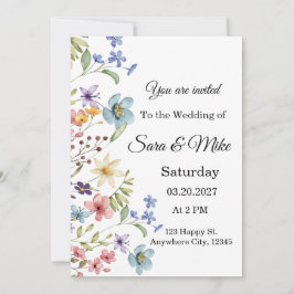 Invitación Wildflower Watercolor Wedding Invitation
