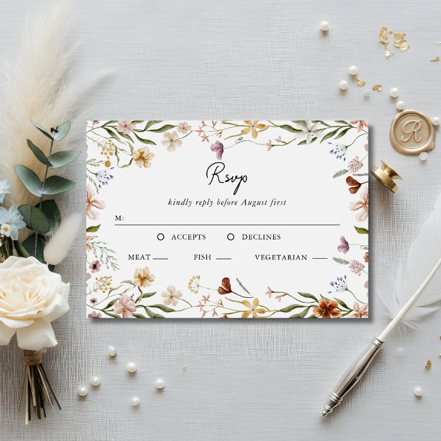 Invitación Wildflower Wedding RSVP Meal Choice Enclosure Card (Subido por el creador)