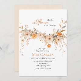 Invitación Wildflower Whimsica Beige Earthy Chica Baby Shower