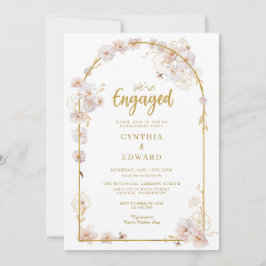 Invitación Wildflower White and Gold Engagement Party 