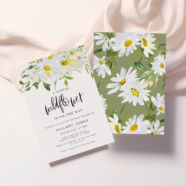 Invitación Wildflower White Daisy | Floral de verano de Baby  (Subido por el creador)