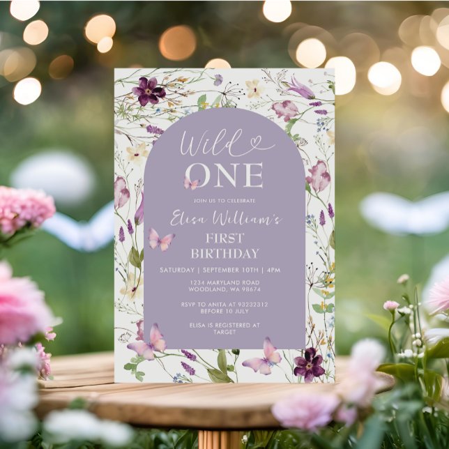 Invitación Wildflower Wild ONE Mariposa Fiesta Jardín (Subido por el creador)