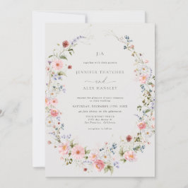 Invitación Wildflower Wreath | Boda Rsvp de código Qr
