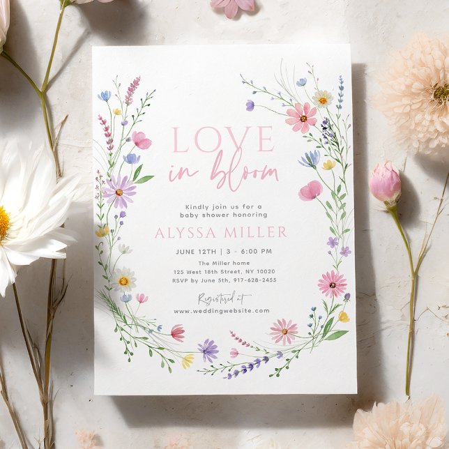 Invitación Wildflower Wreath Love in Bloom Bridal Shower (Subido por el creador)
