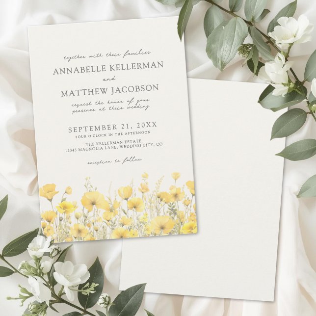 Invitación Wildflower Yellow Floral Wedding (Wildflower Yellow Floral Wedding Invitation)