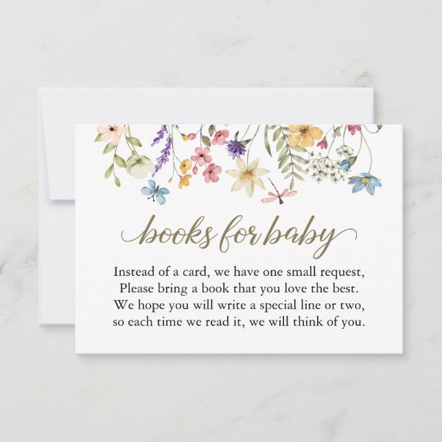 Invitación Wildflowers Baby Shower Book Request Card (Anverso)