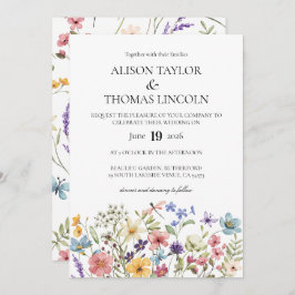 Invitación Wildflowers butterfly and dragonfly Wedding