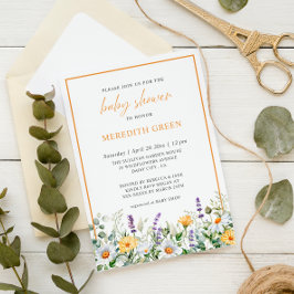 Invitación Wildflowers Daisy Lavender Boho Garden Baby Shower