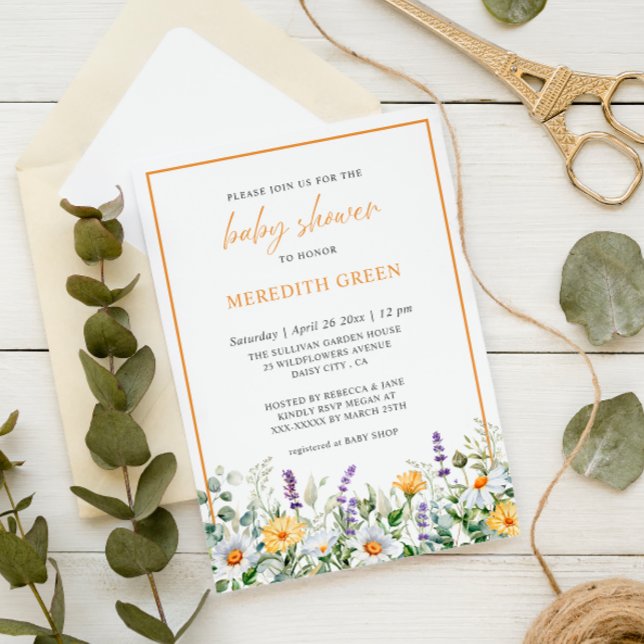 Invitación Wildflowers Daisy Lavender Boho Garden Baby Shower (Subido por el creador)