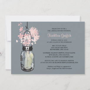Invitación Wildflowers de Showe y tarro de albañil nupciales
