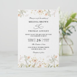 Invitación Wildflowers Elegant Modern Budget QR Code Wedding