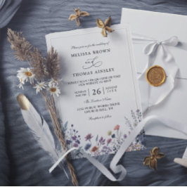 Invitación Wildflowers Elegant Modern Budget QR Code Wedding