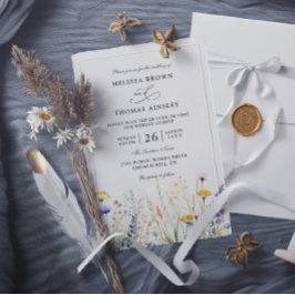 Invitación Wildflowers Elegant Modern Budget QR Code Wedding
