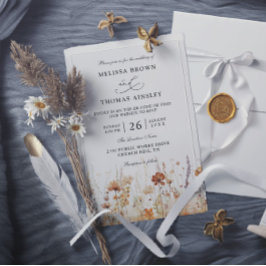 Invitación Wildflowers Elegant Modern Budget QR Code Wedding