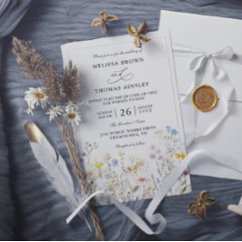 Invitación Wildflowers Elegant Modern Budget QR Code Wedding