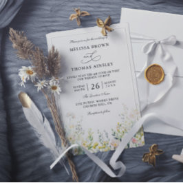 Invitación Wildflowers Elegant Modern Budget QR Code Wedding