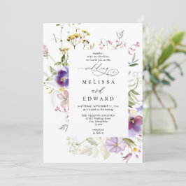 Invitación Wildflowers Elegant Modern Budget QR Code Wedding
