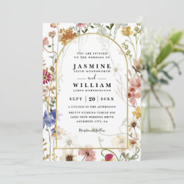 Invitación Wildflowers ELegant Modern Budget QR Code Wedding