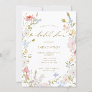 Invitación Wildflowers elegant modern Spring Bridal Shower