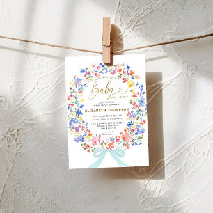 Invitación Wildflowers Garden Bow Sweet Little Baby Shower