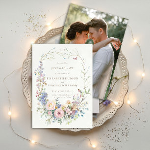 Invitación Wildflowers Garden Elegant Photo Boda Save Date