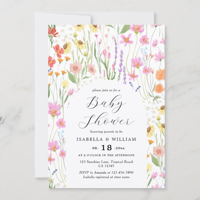 Invitación Wildflowers Garden Girl Baby Shower Invitation (Anverso)