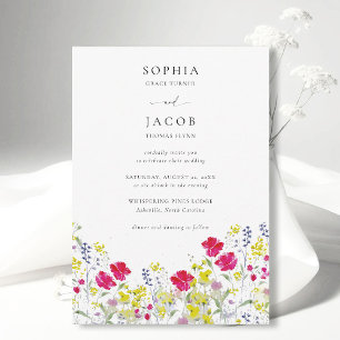 Invitación Wildflowers Garden Happy Whimsical Floral Boda
