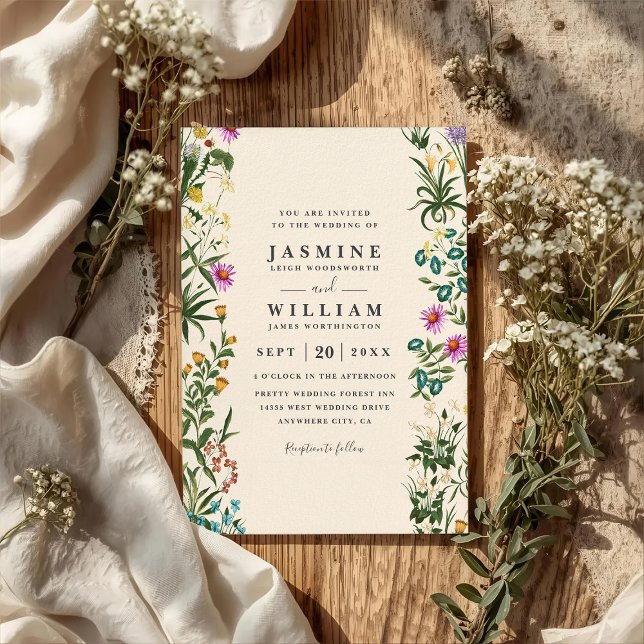 Invitación Wildflowers Garden Rustic Elegant QR Code Wedding (Subido por el creador)