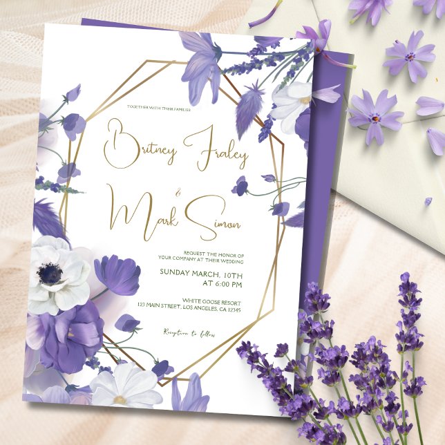 Invitación Wildflowers Mauve Rustic Purple Boda (Subido por el creador)