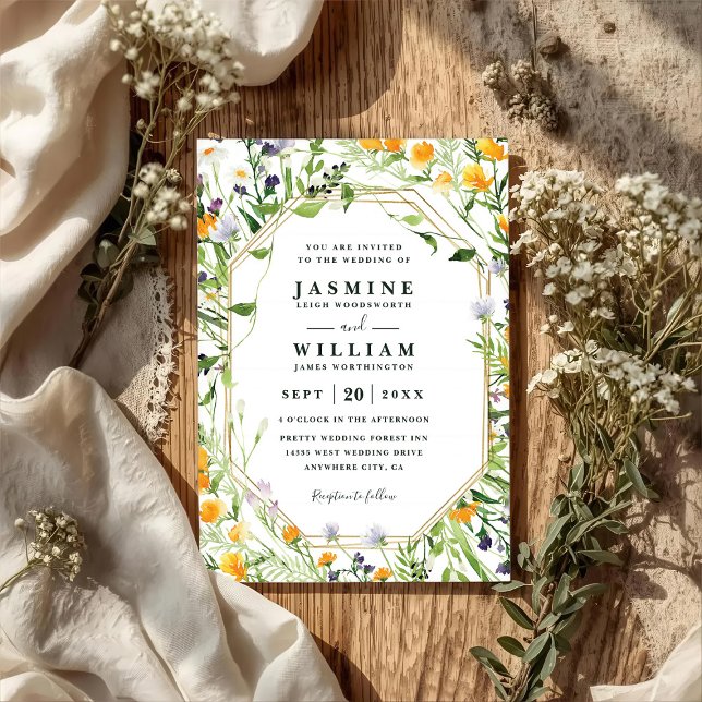Invitación Wildflowers Meadow Rustic Elegant QR Code Wedding (Subido por el creador)