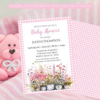 Invitación Wildflowers Pink Baby Shower