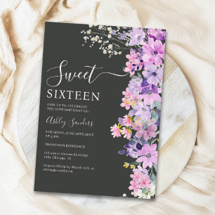 Invitación Wildflowers Sweet 16 Birthday Celebration