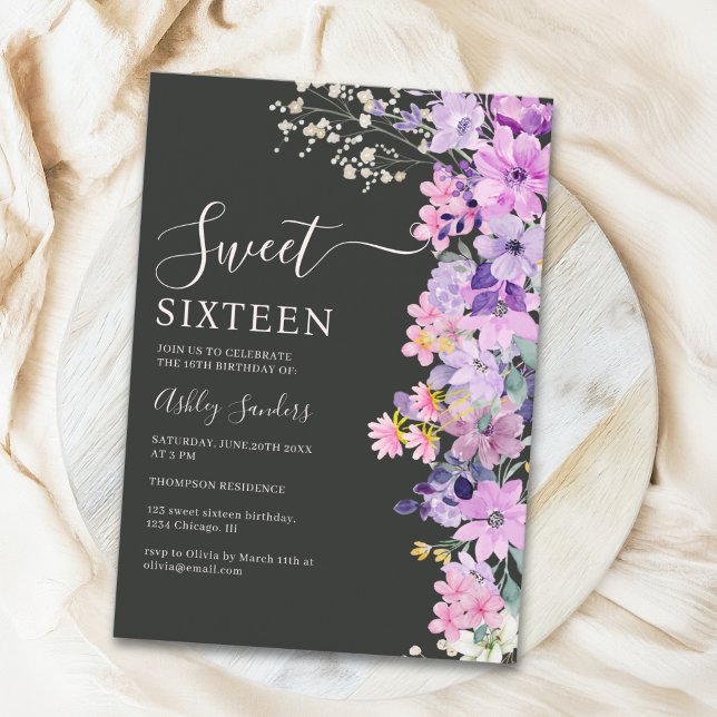 Invitación Wildflowers Sweet 16 Birthday Celebration (Subido por el creador)
