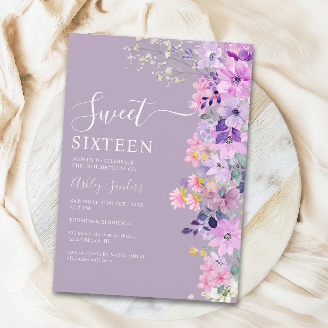 Invitación Wildflowers Sweet 16 Birthday Celebration (Subido por el creador)