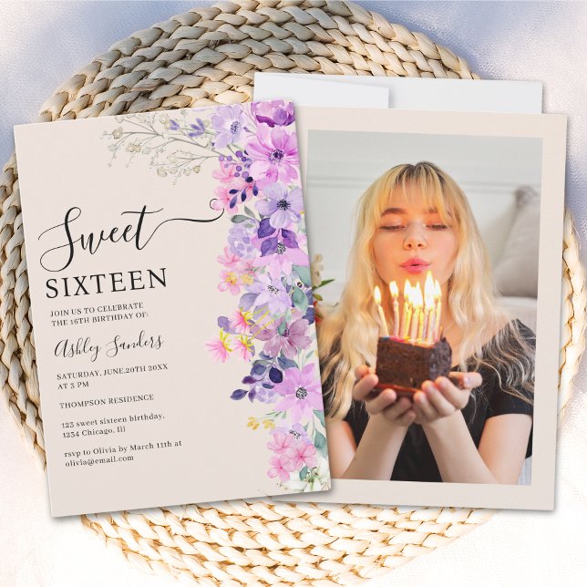 Invitación Wildflowers Sweet 16 Birthday Celebration (Subido por el creador)