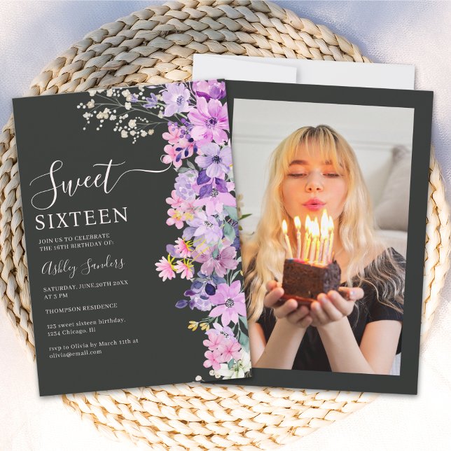 Invitación Wildflowers Sweet 16 Birthday Celebration (Subido por el creador)