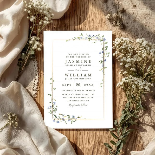 Invitación Wildflowers Vine Rustic Elegant QR Code Wedding (Subido por el creador)