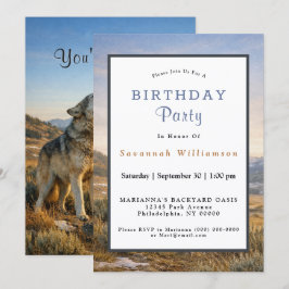 Invitación Wildlife Howling Gray Wolf Birthday