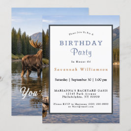 Invitación Wildlife Moose Mountain River Birthday