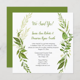 Invitación Wildwoods Botanicals Recepción Rústica Únicamente 