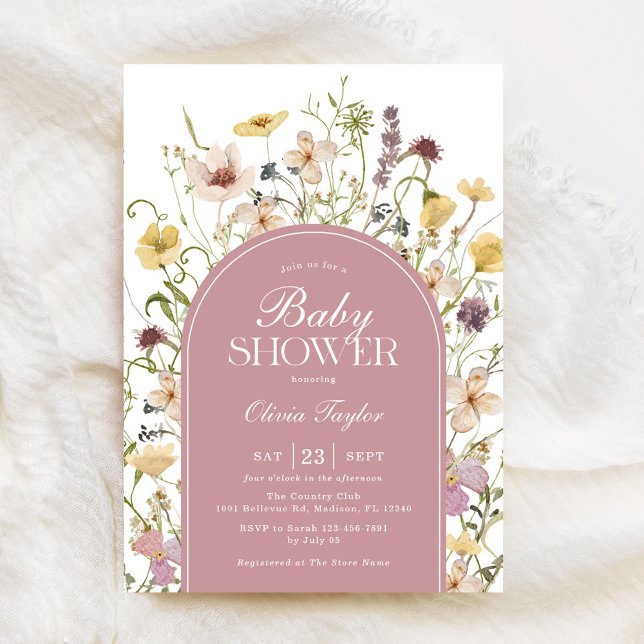 Invitación Wilflower Baby Girl Shower Rubor Pink (Subido por el creador)