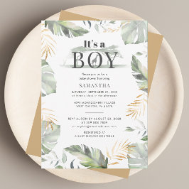 Invitación Wilgle Safari Botanari Boy Baby Shower