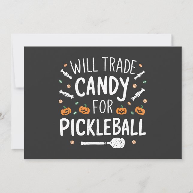 Invitación Will Trade Candy For Pickleball Spooky Halloween (Anverso)