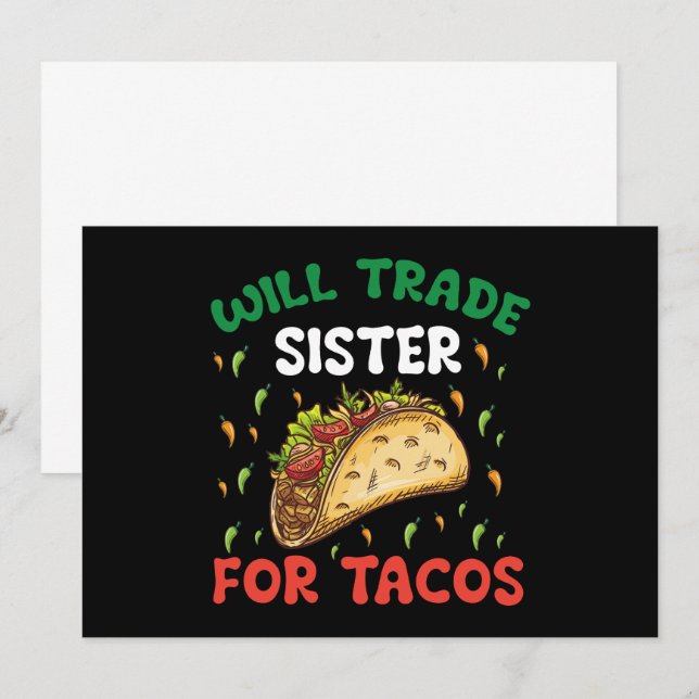 Invitación Will Trade Sister For Tacos Cinco De Mayo Fiesta (Anverso / Reverso)