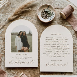 Invitación Will You Be My Bridesmaid Arch Photo Proposal Card