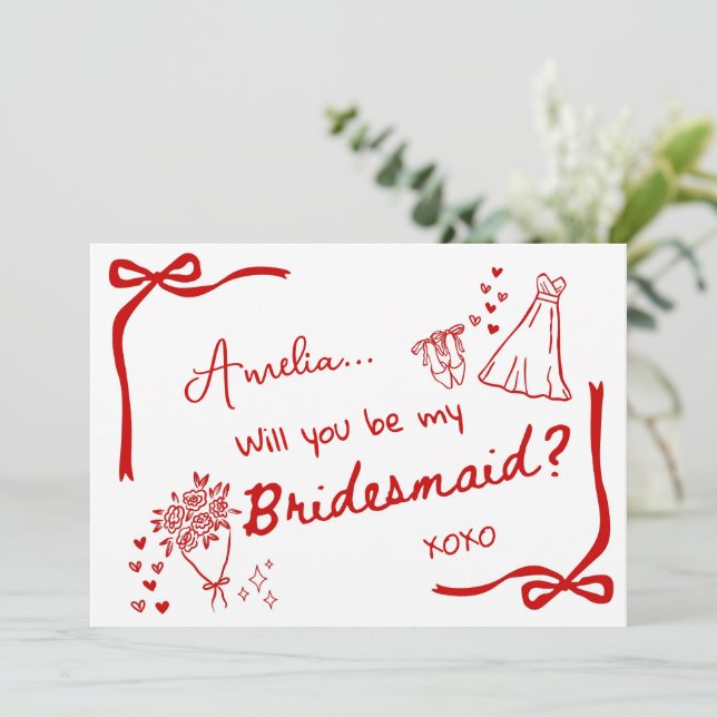 Invitación Will you be my Bridesmaid Card Invitation (Anverso de pie)