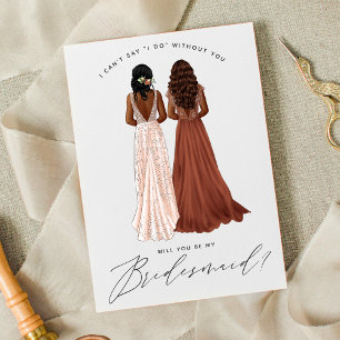 Invitación Will You Be My Bridesmaid? Girls in Gowns