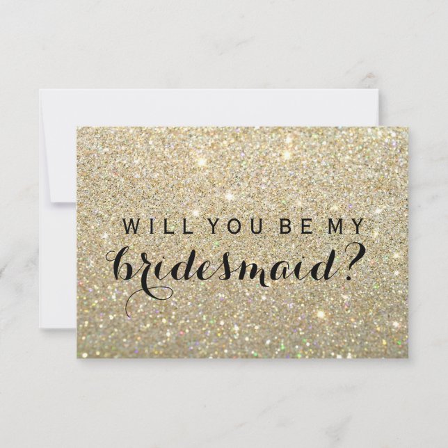 Invitación WIll You Be My Bridesmaid - Gold Glitter Fab (Anverso)