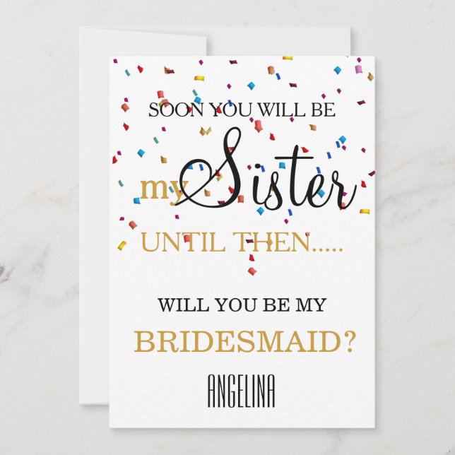 Invitación Will you be my bridesmaid? invitation (Anverso)