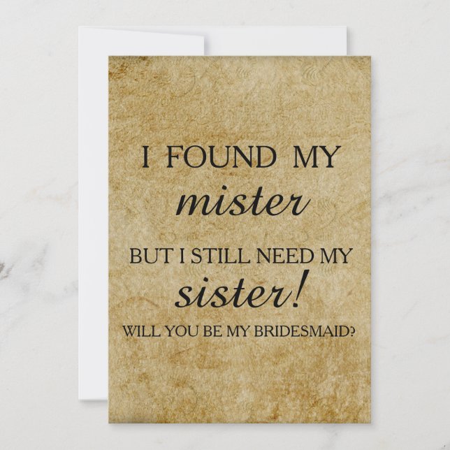 Invitación Will you be my bridesmaid? invitation (Anverso)